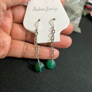 Green Handmade Dangle Earrings